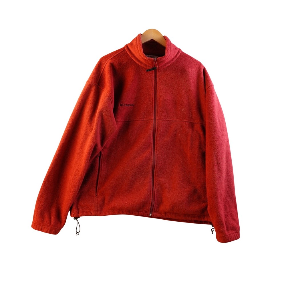 Columbia Fleece Jacket Red Full Zip Men's XL Warm Outdoor Layer Hiking Camp